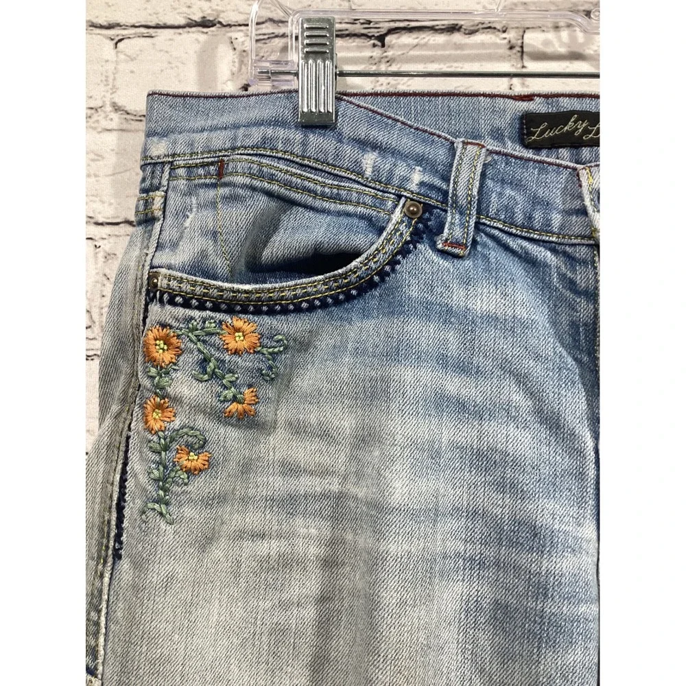Lucky Brand Lucky Legend Embroidered Carpenter Denim Shorts Light Wash 12 31